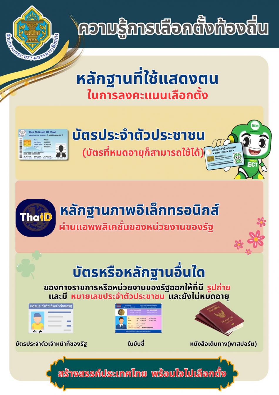ประชาสัมพันธ์ หลักฐานที่ใช้แสดงตนในวันเลือกตั้ง