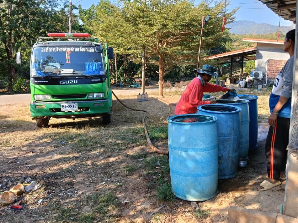 งานป้องกันและบรรเทาสาธารณภัย ให้การสนับสนุนน้ำอุปโภคแก่ประชาชนในพื้นที่ตำบลวังนกแอ่น