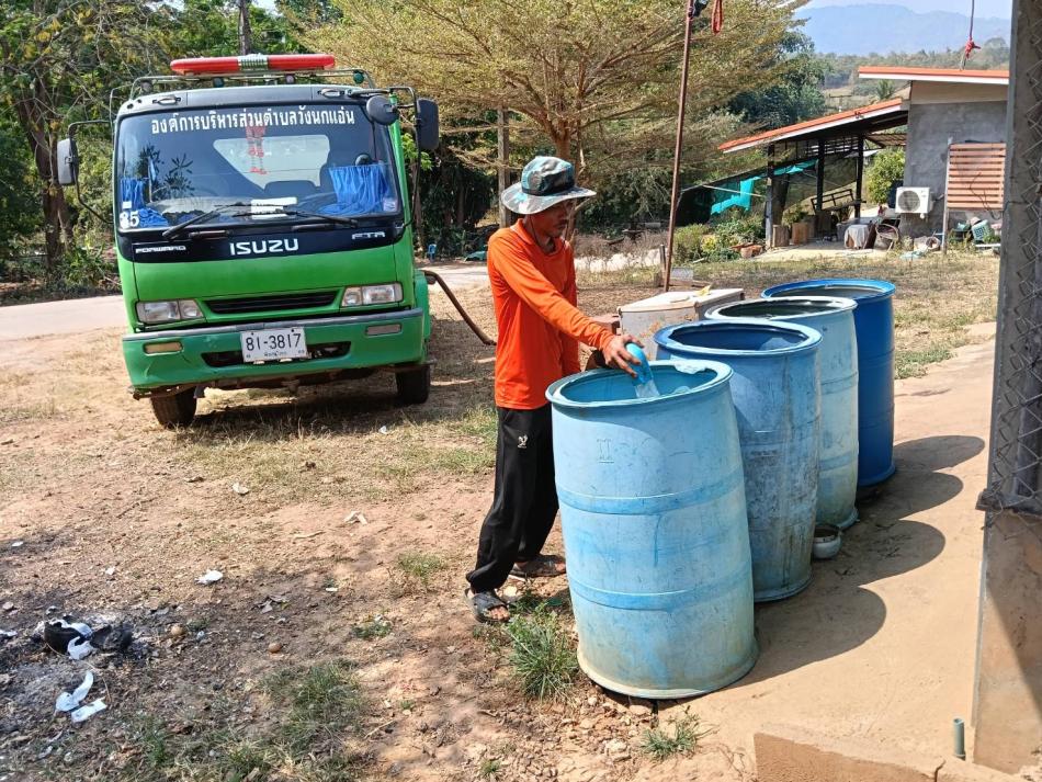 งานป้องกันและบรรเทาสาธารณภัย ให้การสนับสนุนน้ำอุปโภคแก่ประชาชนในพื้นที่ตำบลวังนกแอ่น